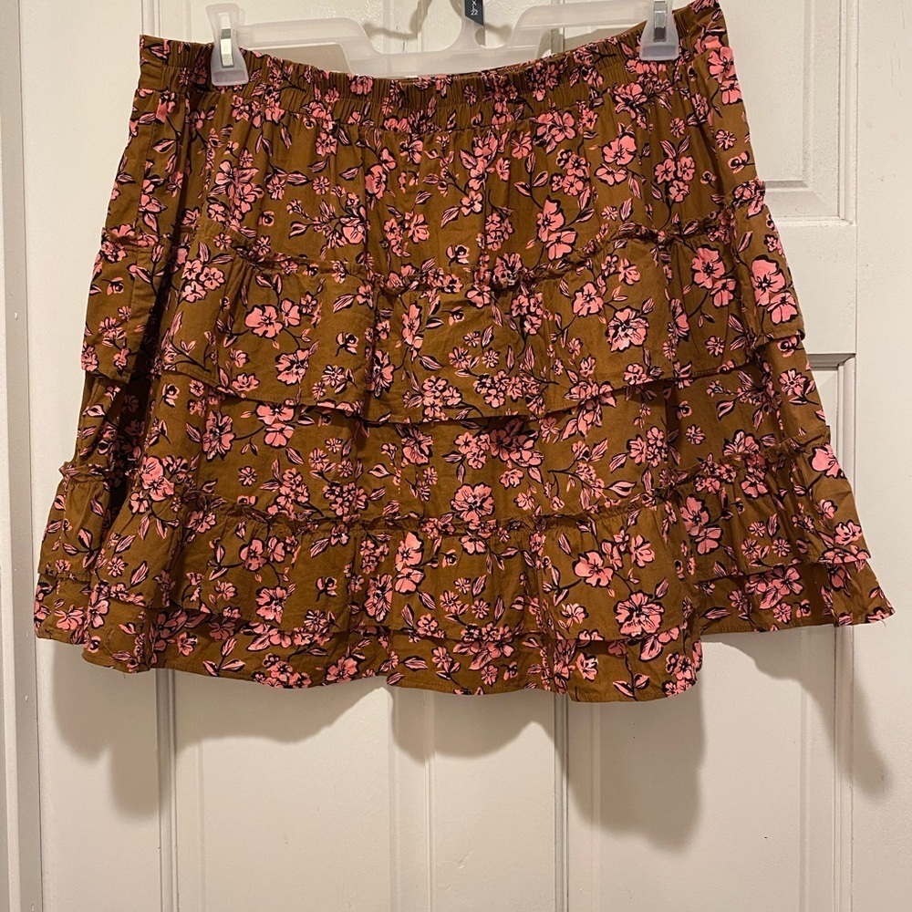 ARULA Brown Red Mini Bubble Skirt size 1x/14/16